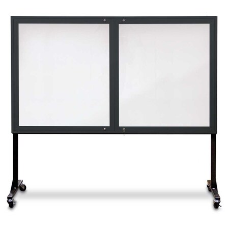 United Visual Products Sliding Door Indoor Enclosed Corkboard, 3 UV9019ACS-WHITE-MEDGRY